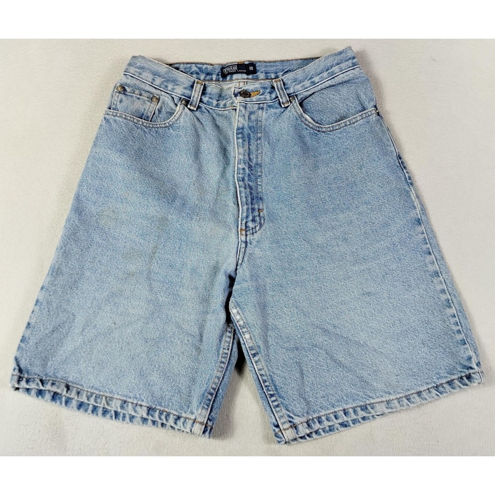 Vintage Polo Ralph Lauren Jorts Youth 18 Light Wash Blue Bermuda School Playing